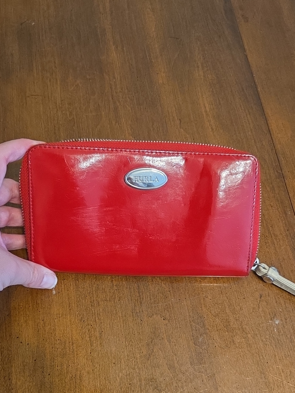 Furla Shiny Red Zip-Around Wallet